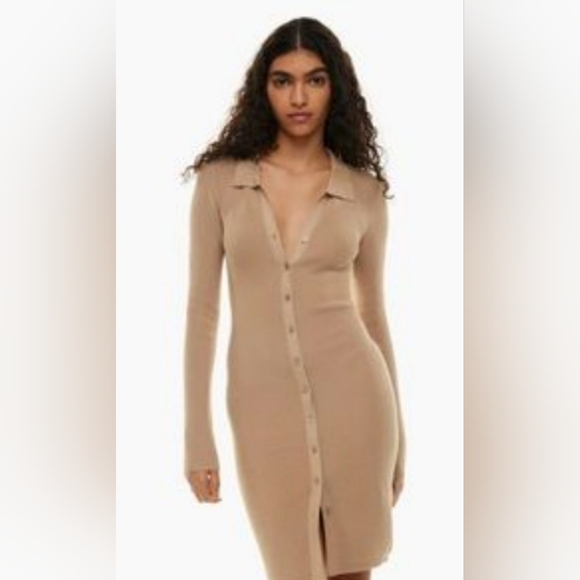 Aritzia Wilfred Gold Camel Cove Dress in size Medium - Picture 1 of 4